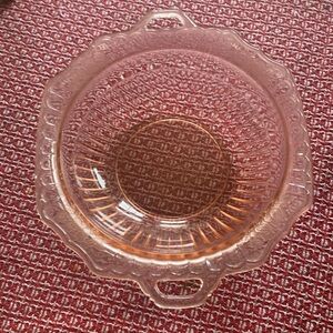 Vintage Anchor Hocking Mayfair open rose pink depression glass dish